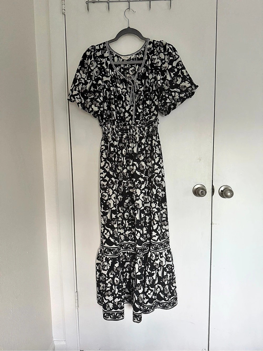 Max Studio Floral Maxi Dress in Black & White